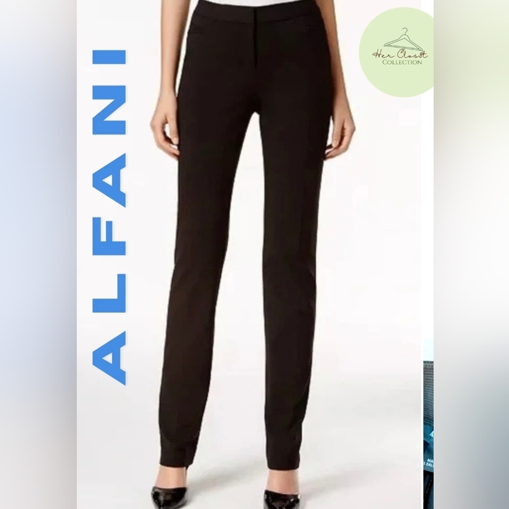 Alfani Women's Black Straight Leg Dress Pants 6 - Picture 2 of 13